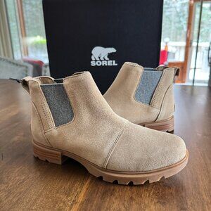 Sorel Emelie III Chelsea Boots Women's Dusty Tan Waterproof Pull On Boots
